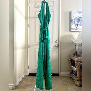 Zara Halter Satin Effect Jumpsuit